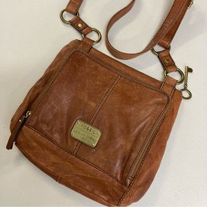 Brown Leather Fossil 1954 Vintage Crossbody Purse Bag